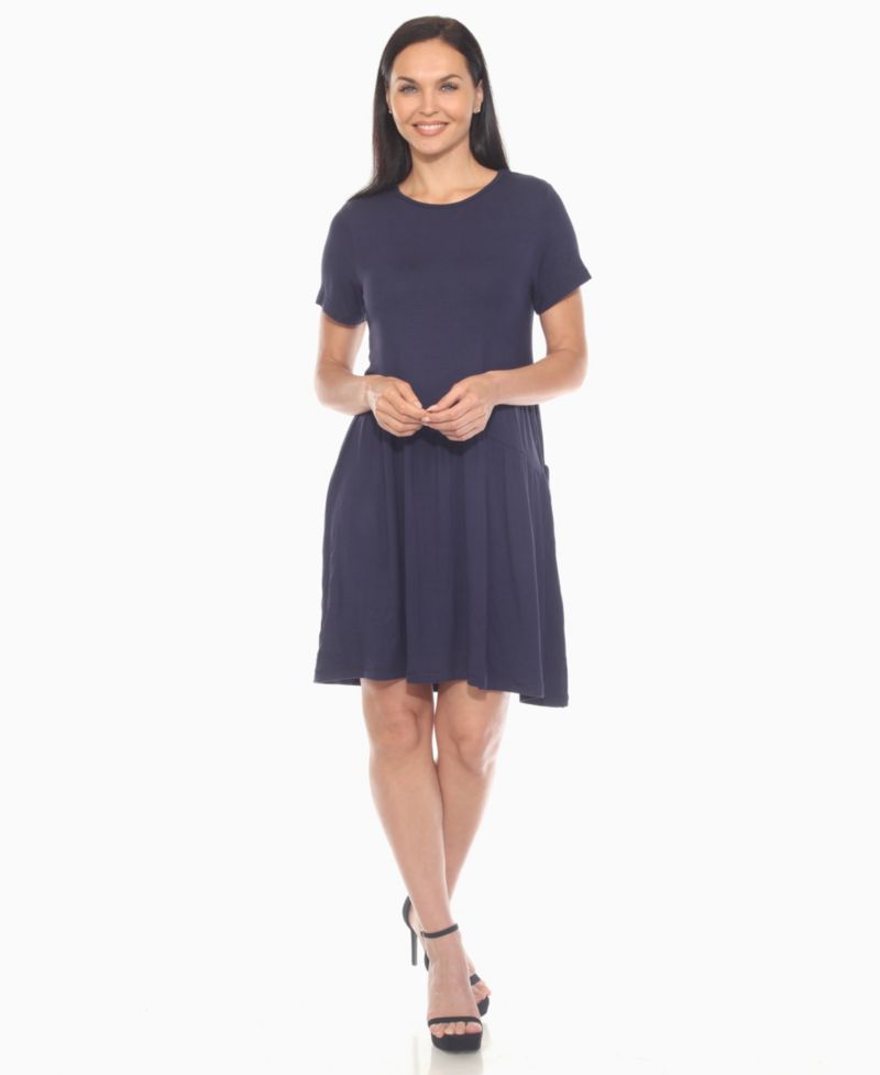 Women's Asymmetrical Waist and Short Sleeve Swing Dress