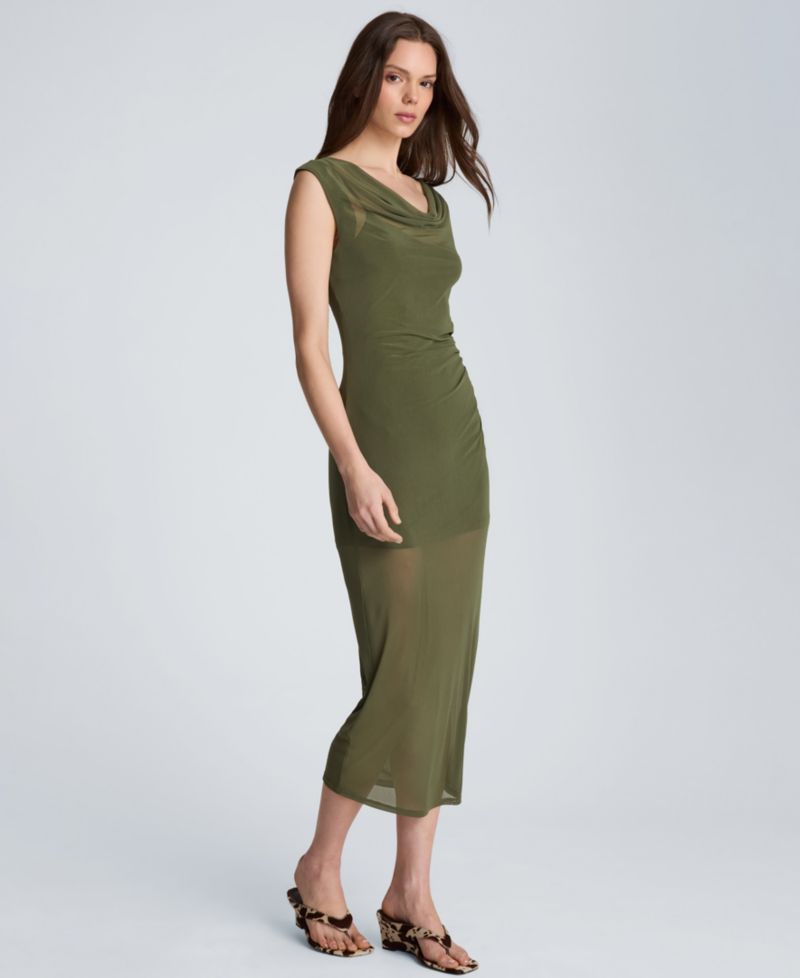 Women's Sleeveless Cowl Neck Midi Dress