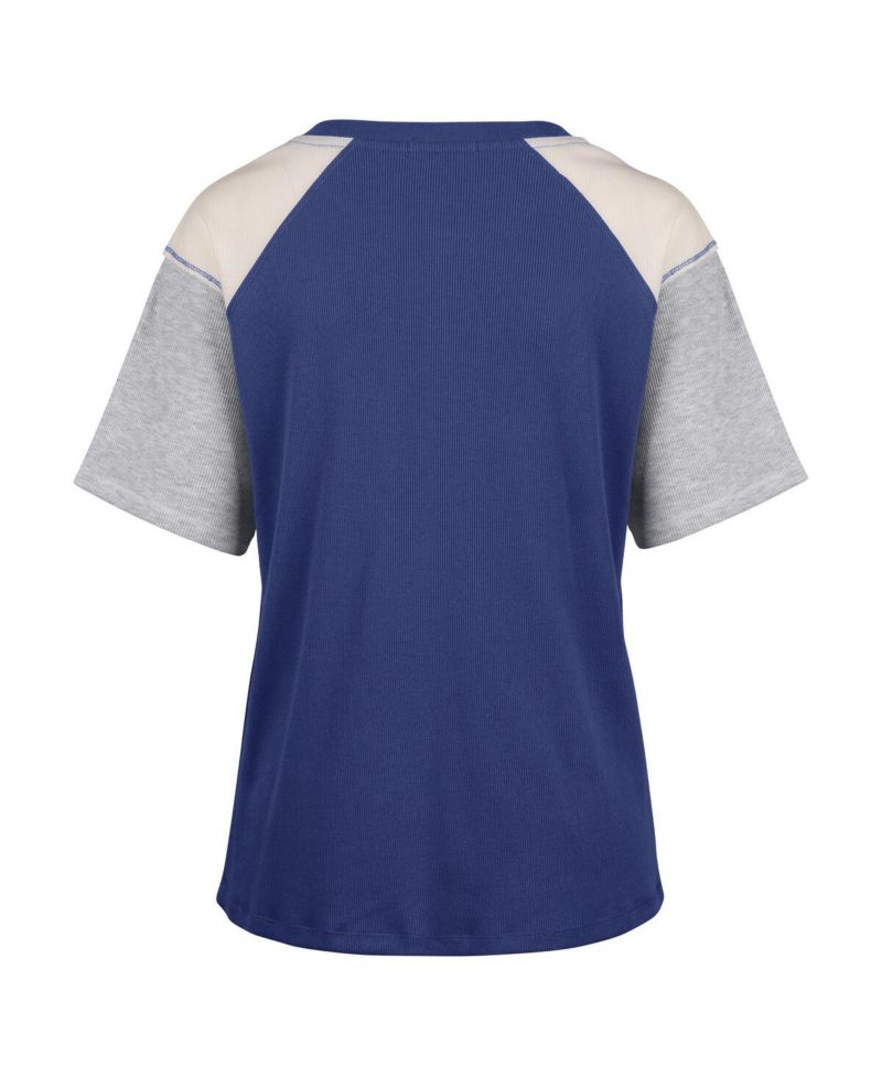 Women's Royal Kentucky Wildcats Underline Harvey Color Block Raglan Henley T-Shirt