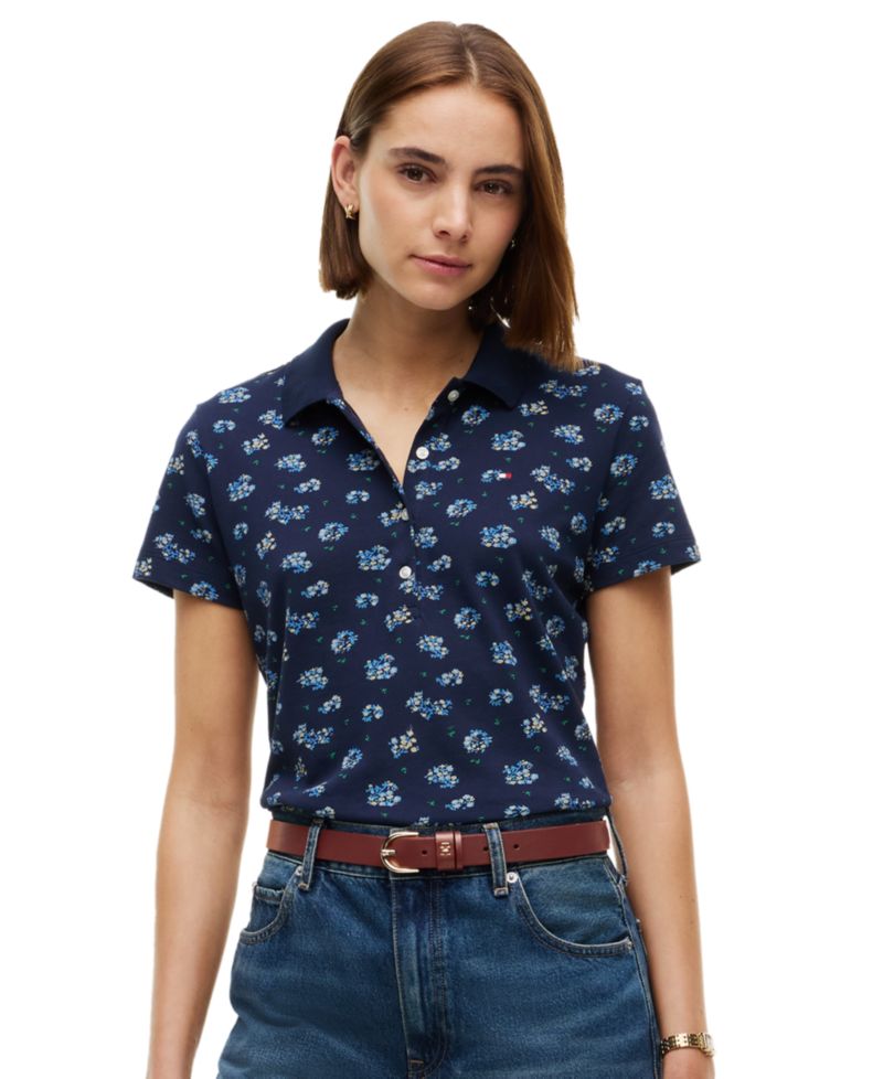 Women's Printed Short-Sleeve Polo Top