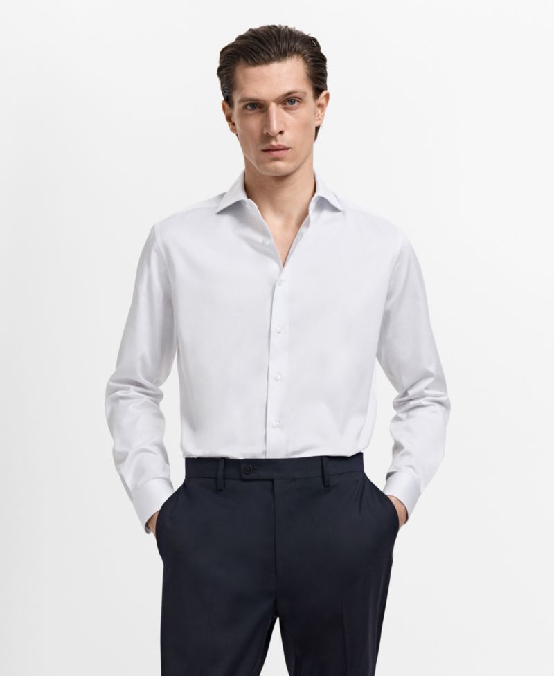 Men's Slim Fit Cotton Striped Dress Shirt