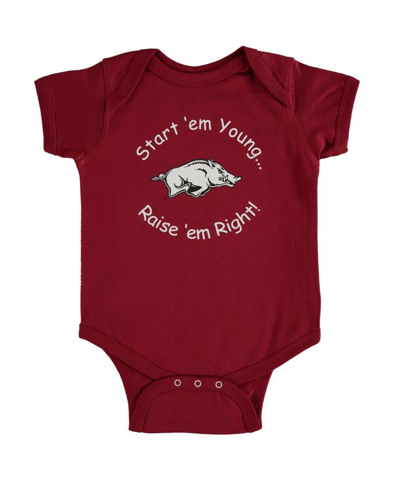 Newborn and Infant Boys and Girls Cardinal Arkansas Razorbacks Start 'Em Young Bodysuit