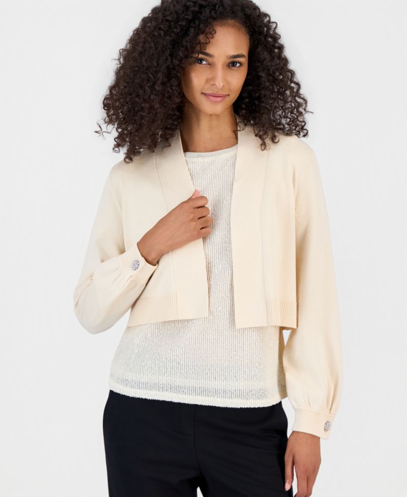 Women's Button Cuff Front Cropped Shrug