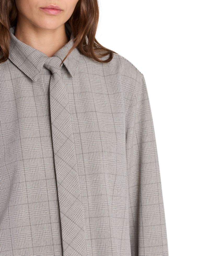 Women's Boyfriend Plaid Button Down Shirt with Tie"