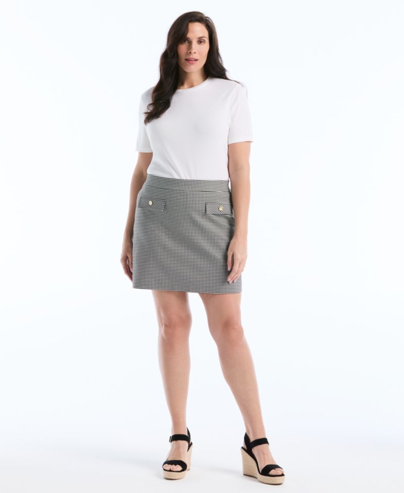 Petite Gingham Flap Pocket Skort