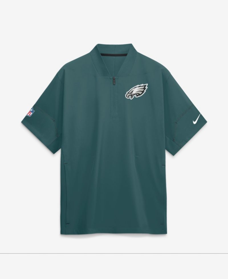 Men's Midnight Green Philadelphia Eagles Sideline Short Sleeve Quarter-Zip Coaches Jacket