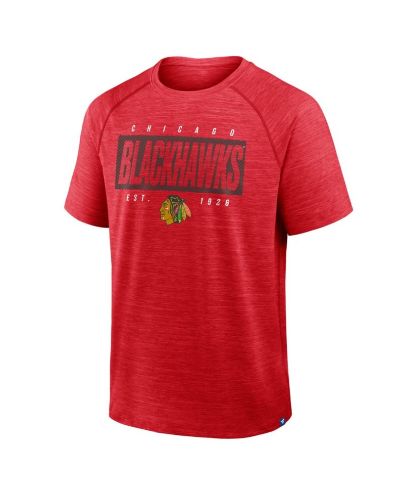 Men's Heather Red Chicago Blackhawks Breakaway Clutch Raglan T-Shirt