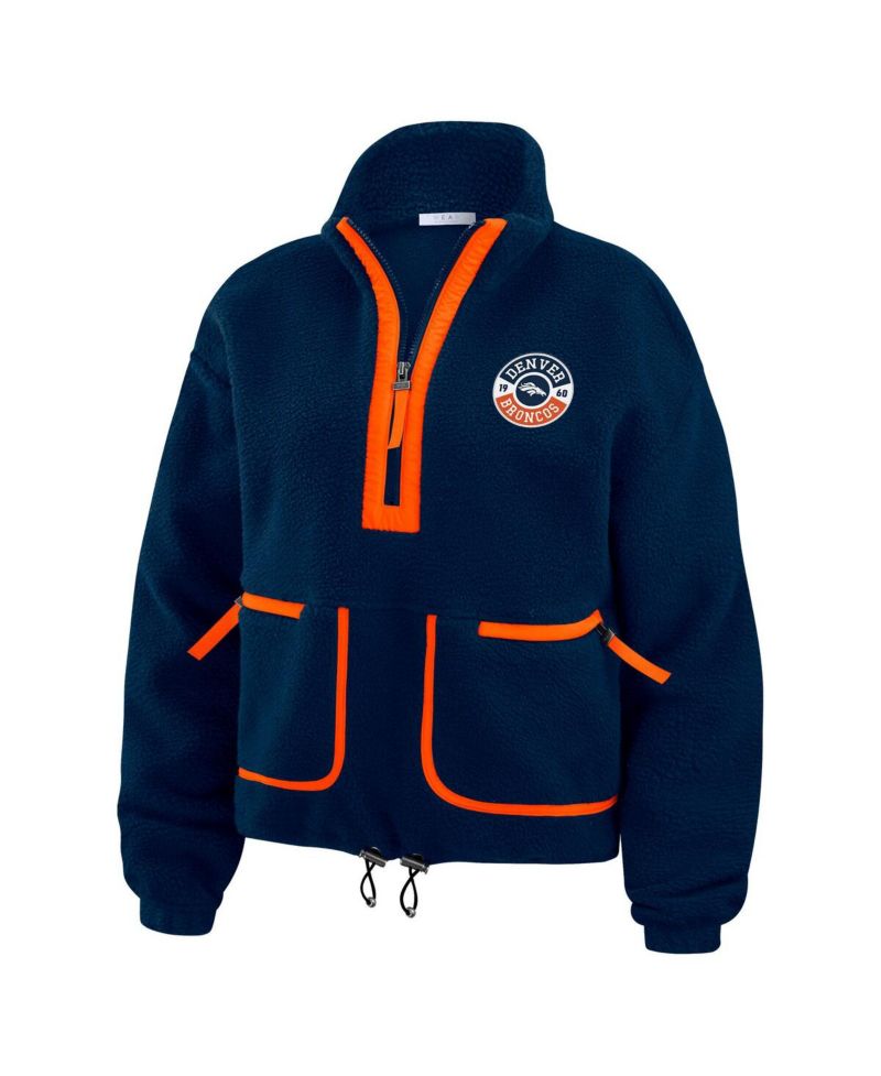 Women's Navy Denver Broncos Polar Fleece Half-Zip Jacket