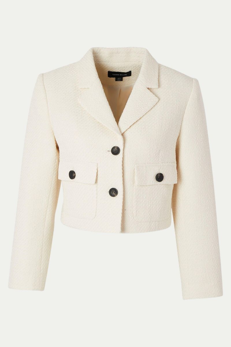 Women's Double Button Tweed Cropped Jacket