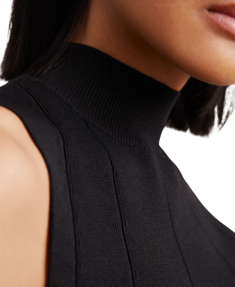 Women's Milan Mock Neck Sleeveless Ribbed Sweater
