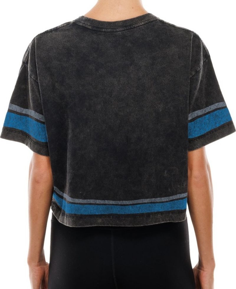 Women's Black Detroit Lions Lifestyle Mineral Wash Boxy Cropped T-Shirt