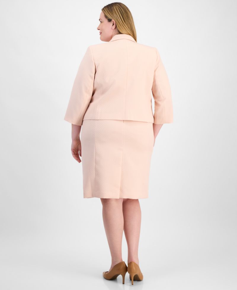 Plus Size Cropped Open-Front Jacket & Empire-Seamed Sheath 2 Piece Dress Suit
