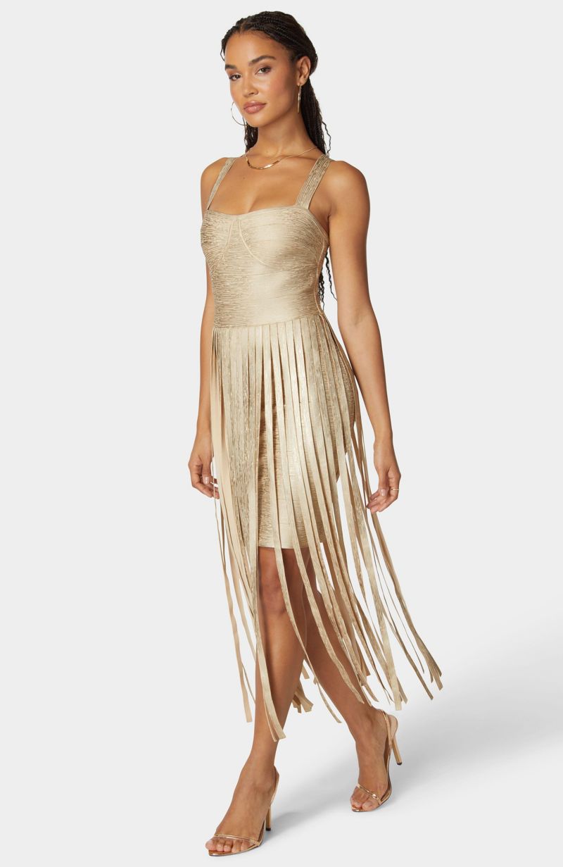 Women's Bandage Fringe Maxi Dress