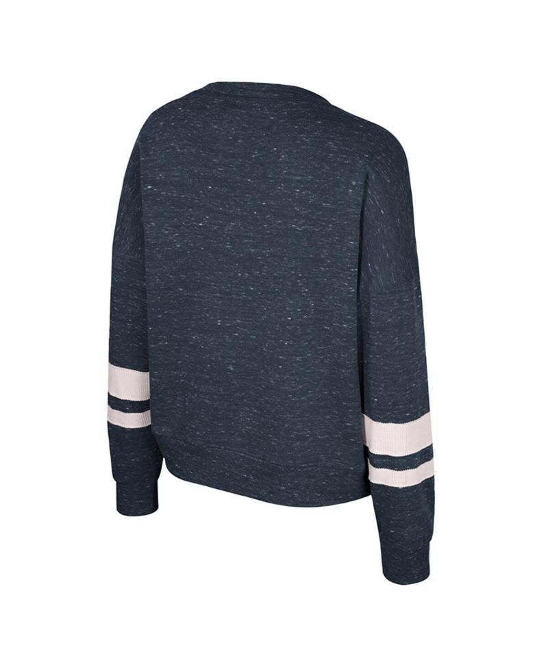 Women's Navy Michigan Wolverines Lost City Speckle Pullover Sweatshirt