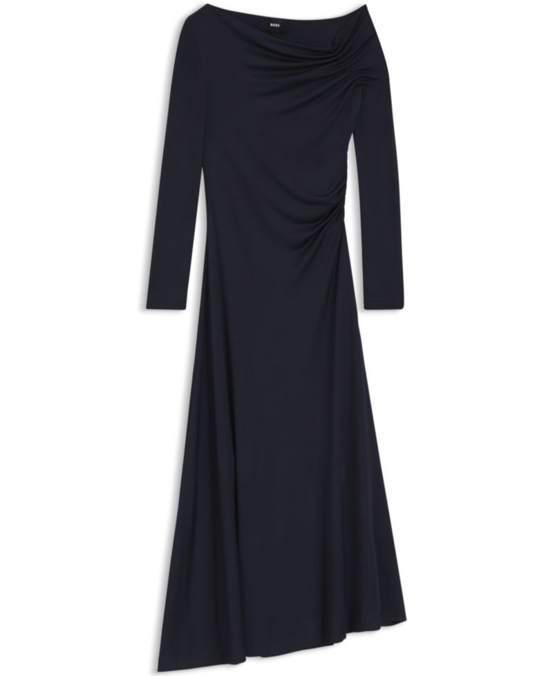 BOSS by Women's Asymmetric Neckline Long-Sleeved Dress