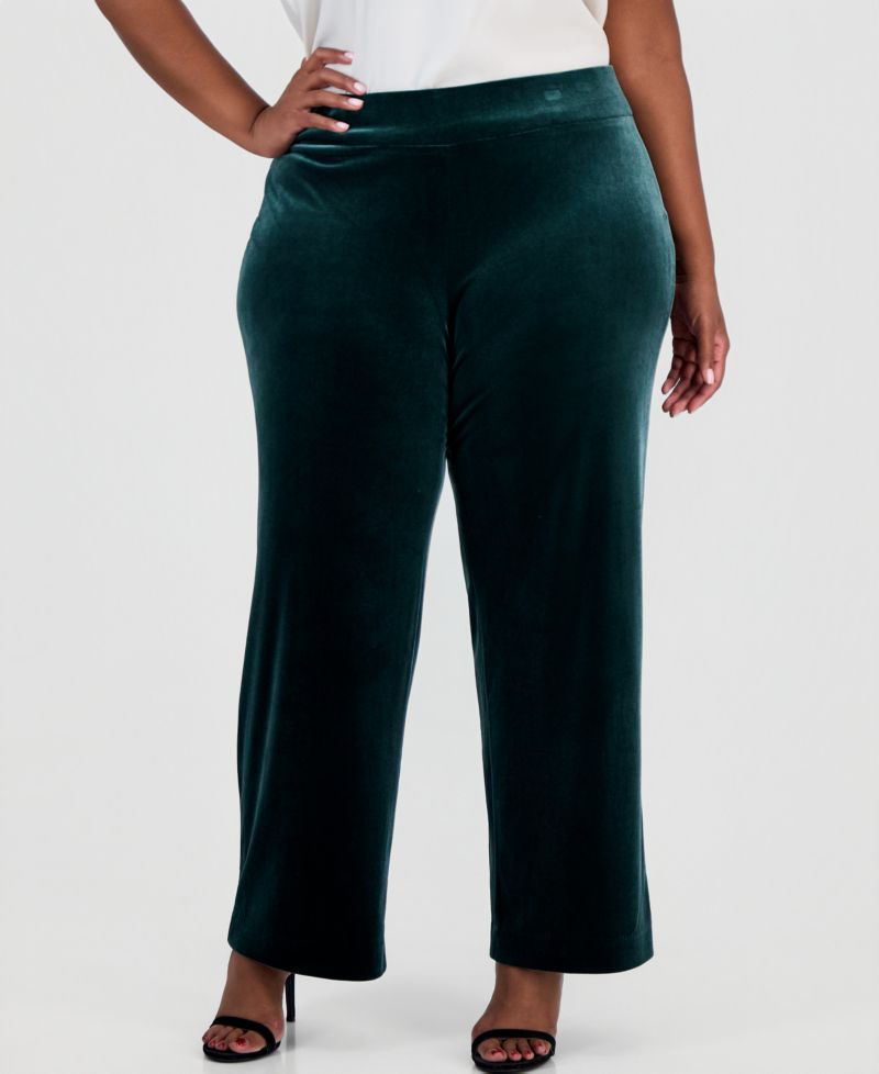 Plus Size High-Rise Wide-Leg Pull-On Pants