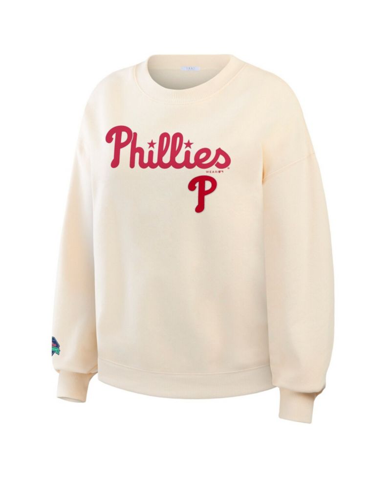 Women's Cream Philadelphia Phillies Heavyweight Crew Neck Sweatshirt