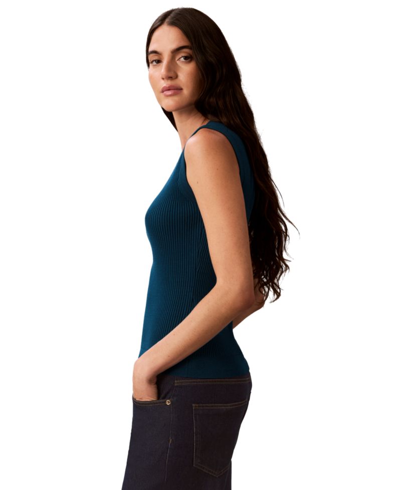 Women's Petite Ribbed Sleeveless Tank Sweater