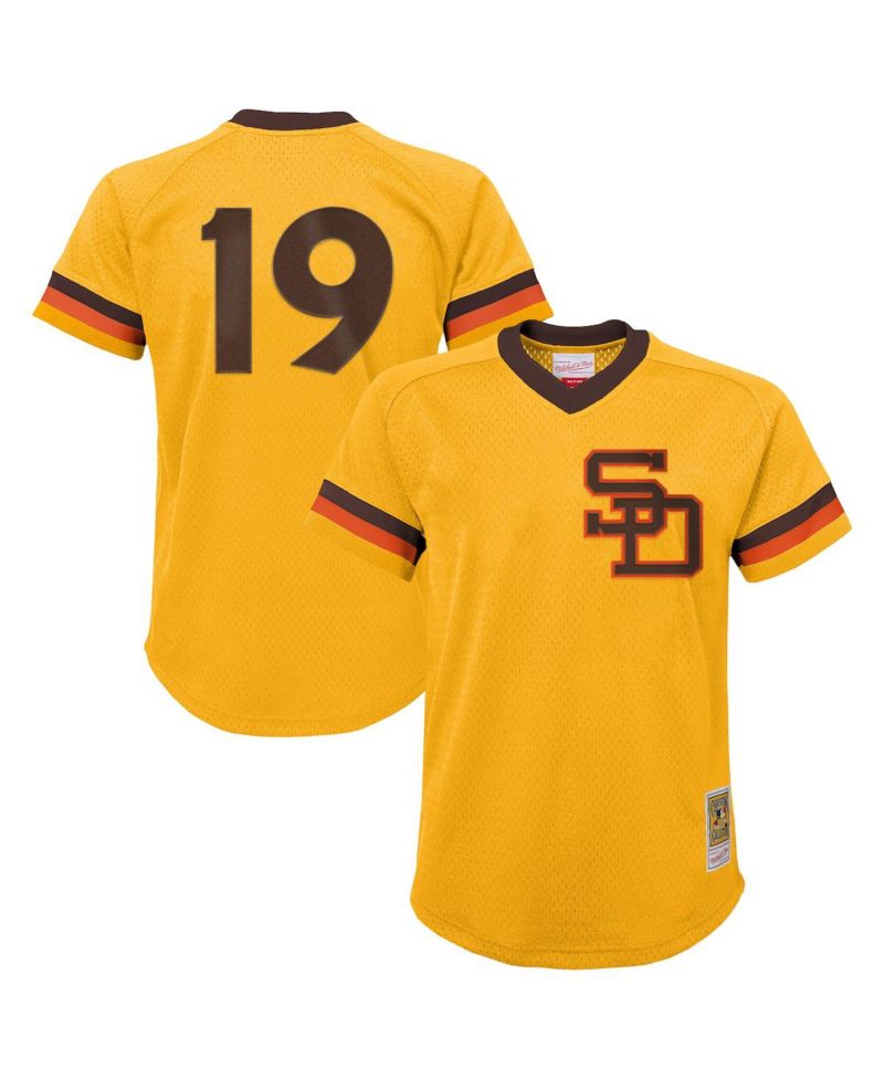 Big Boys and Girls Tony Gwynn Gold San Diego Padres Cooperstown Collection Mesh Batting Practice Jersey