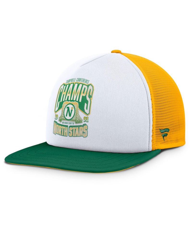 Men's White/Green Minnesota North Stars Decades Collection Foam Front Snapback Hat