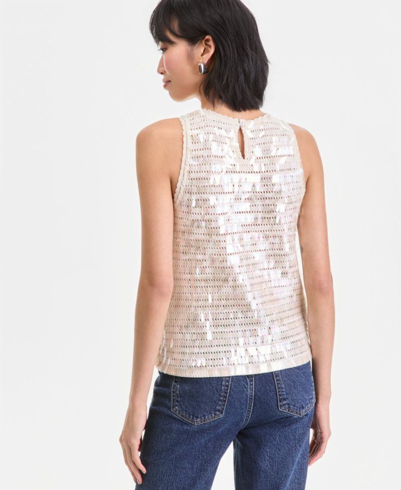 Women's Sequin Crochet Cotton Tank Top