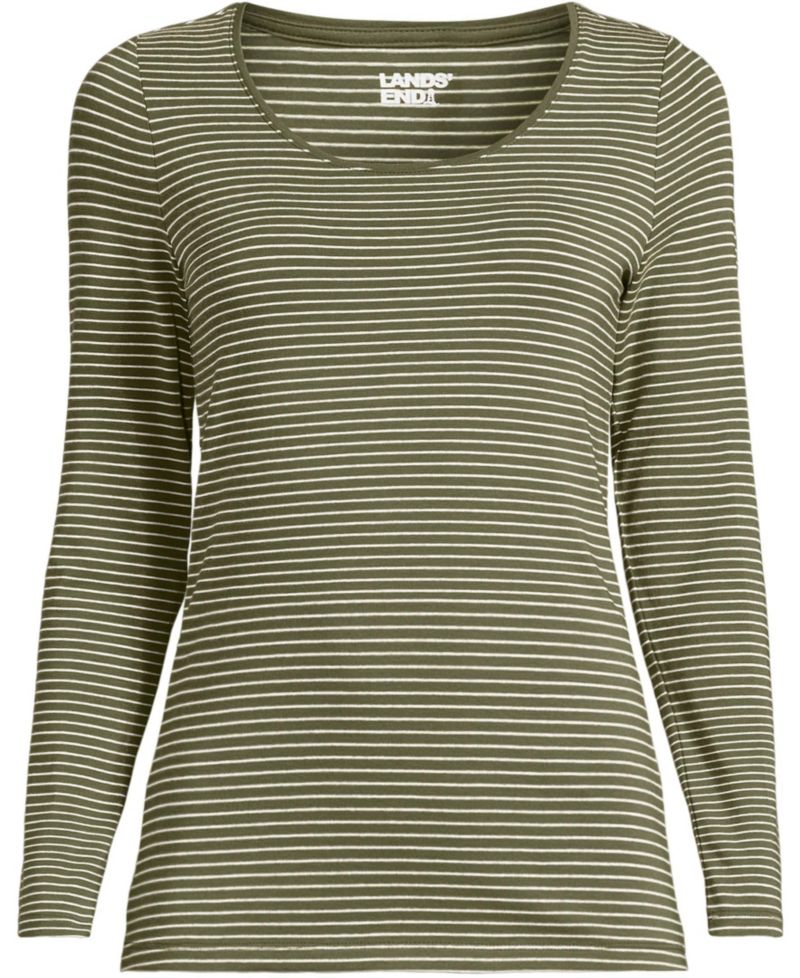 Plus Size Lightweight Jersey Skimming Long Sleeve Scoop Neck T-shirt