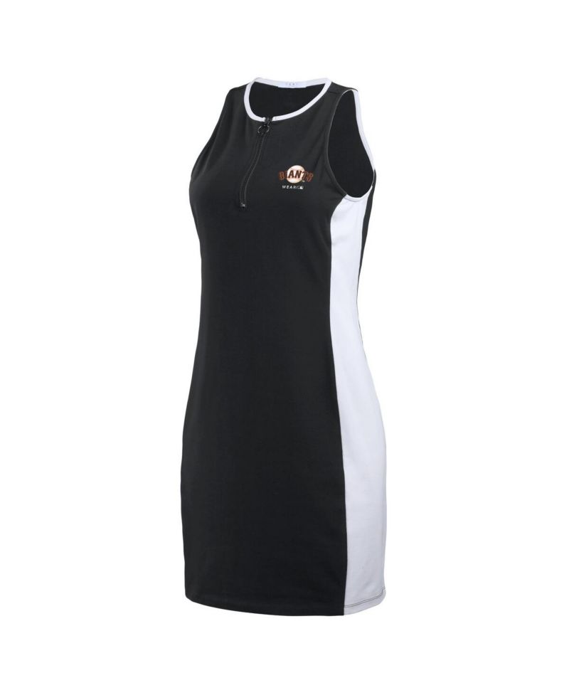 Women's Black San Francisco Giants Color Block Quarter-Zip Sleeveless Dress