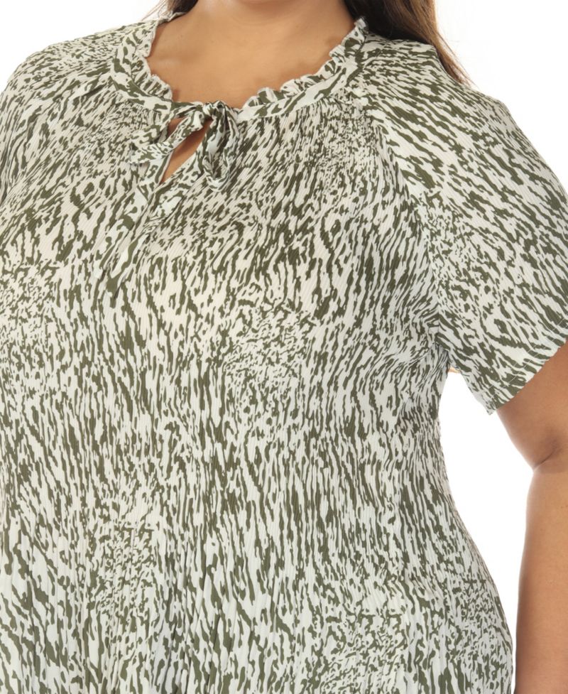 Plus Size Short Sleeve Printed Peplum Top