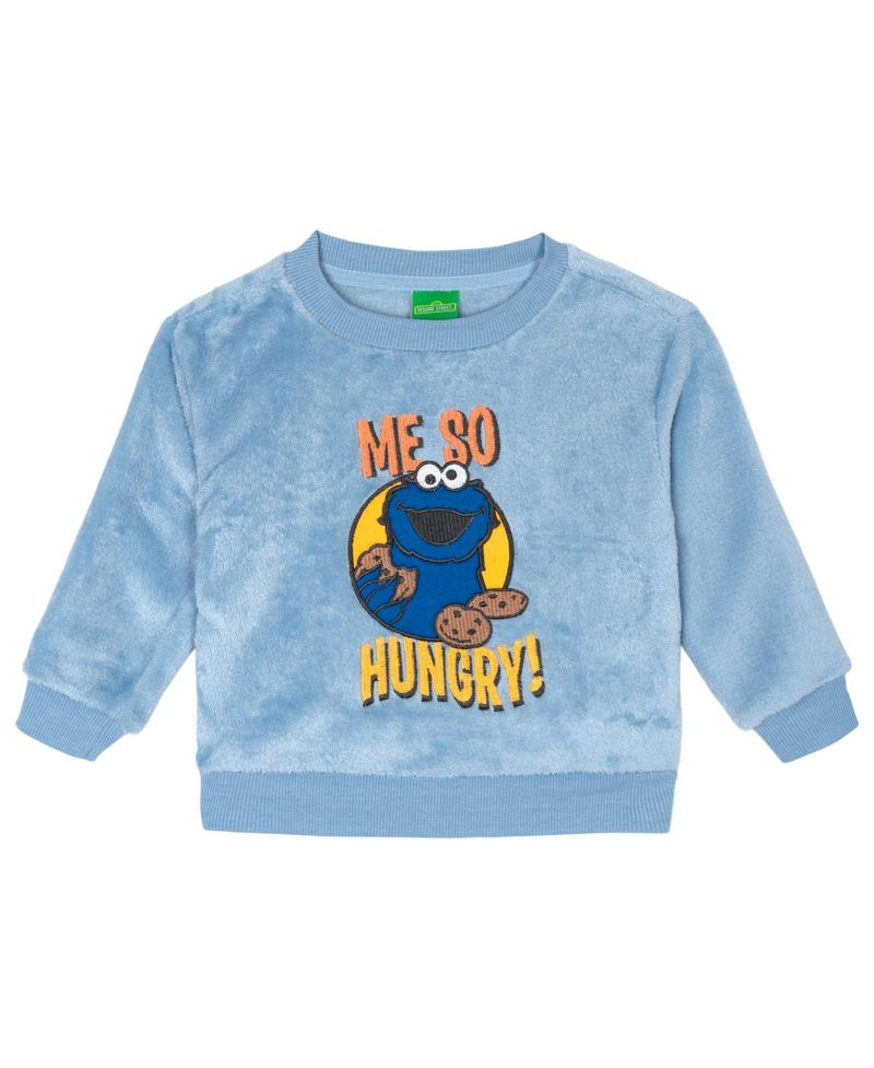 Boys' 4-20 Cookie Monster Cotton-Blend Fleece Ribbed-Cuff Sweatshirt and Pants, 2-Piece Set
