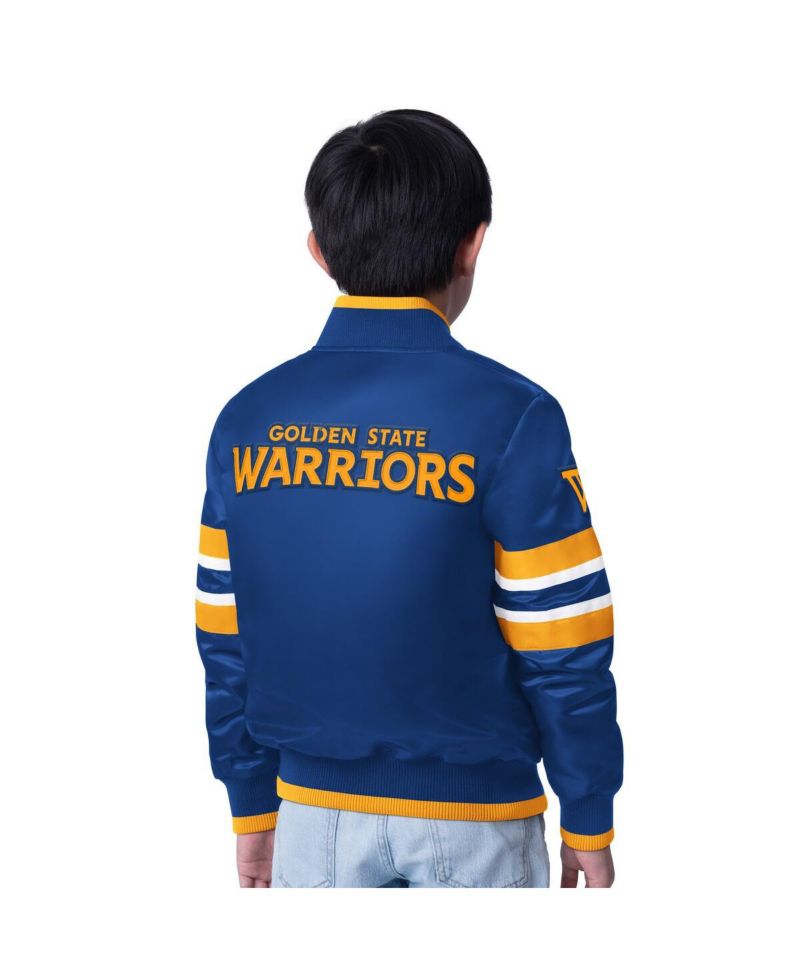 Big Boys and Girls Royal Golden State Warriors Scout Varsity Full-Snap Jacket