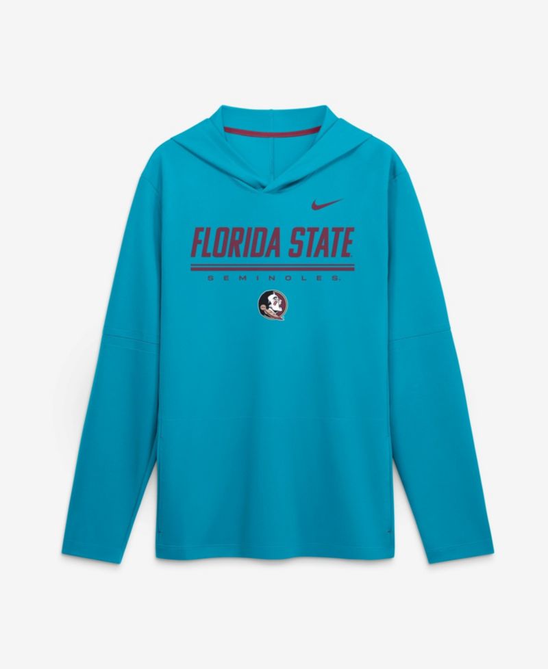 Men's Turquoise Florida State Seminoles 2026 Sideline Lightweight Long Sleeve Hooded Dri-FIT Top