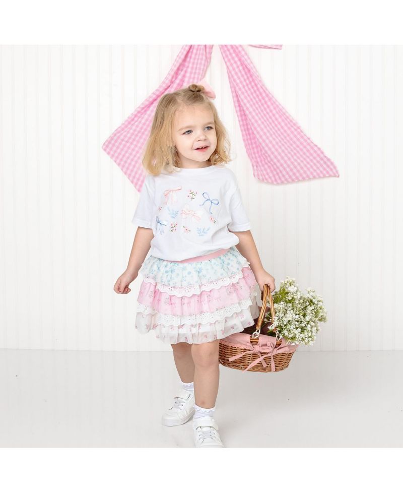 Baby Girls Floral & Bow Watercolor Short Sleeve T-Shirt