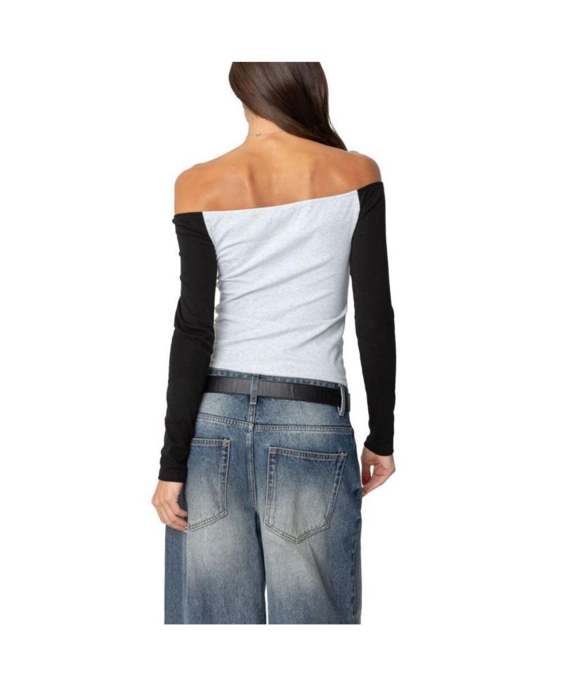 Women's Contrast Off Shoulder Top