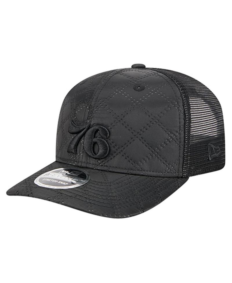 Men's Black Philadelphia 76ers Quilted 9SEVENTY Trucker Adjustable Hat
