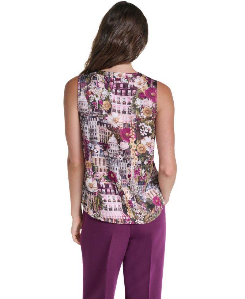 Petite Floral V-Neck Woven Blouse