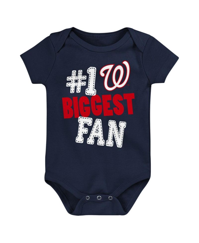 Baby Boys and Girls 3-Pack Washington Nationals Fan Pennant Bodysuit Set