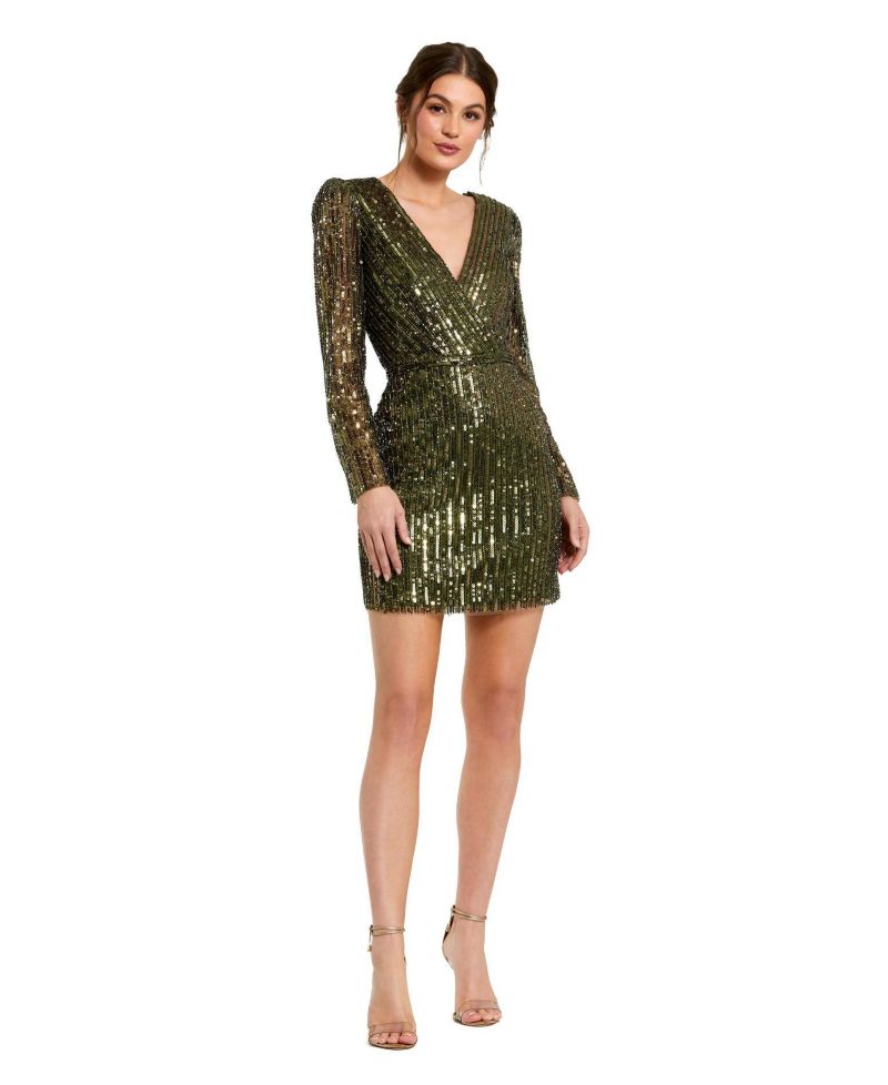 Women's Long Sleeve Sequined Mini Dress