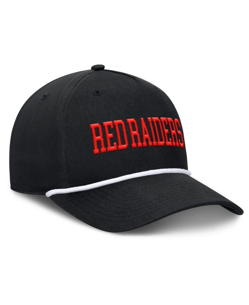 Men's Black Texas Tech Red Raiders Foul Ball Rope Adjustable Hat