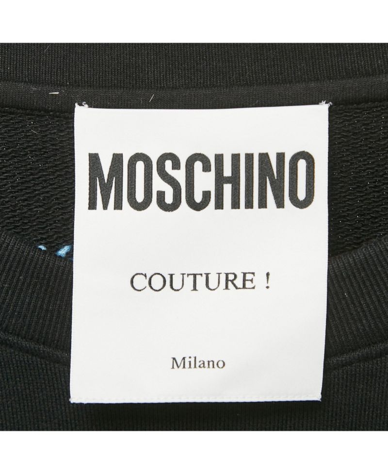 Men's Couture Black Mirror Embroidered Cotton Crew Neck Sweatshirt
