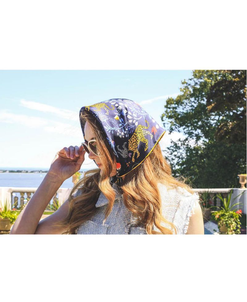 Silk Bandana Scarf of Amazon Rainforest Journey in Blue