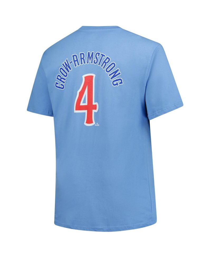 Men's Pete Crow-Armstrong Light Blue Chicago Cubs Big & Tall Name & Number T-Shirt
