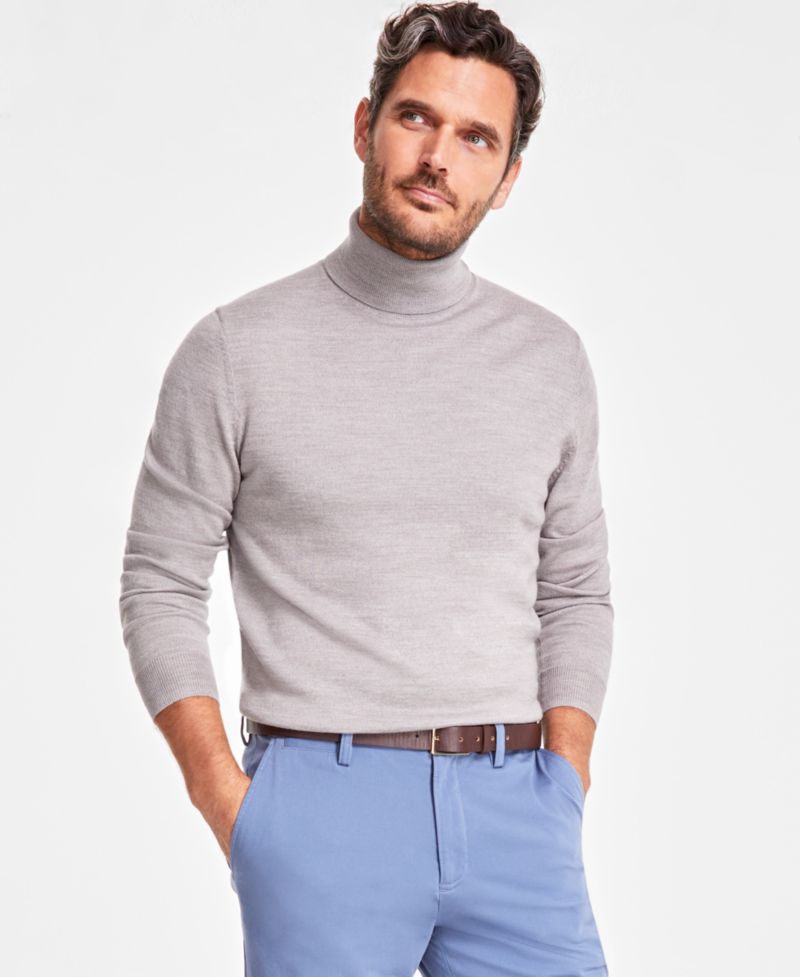 Men's Merino Wool Blend Turtleneck Sweater