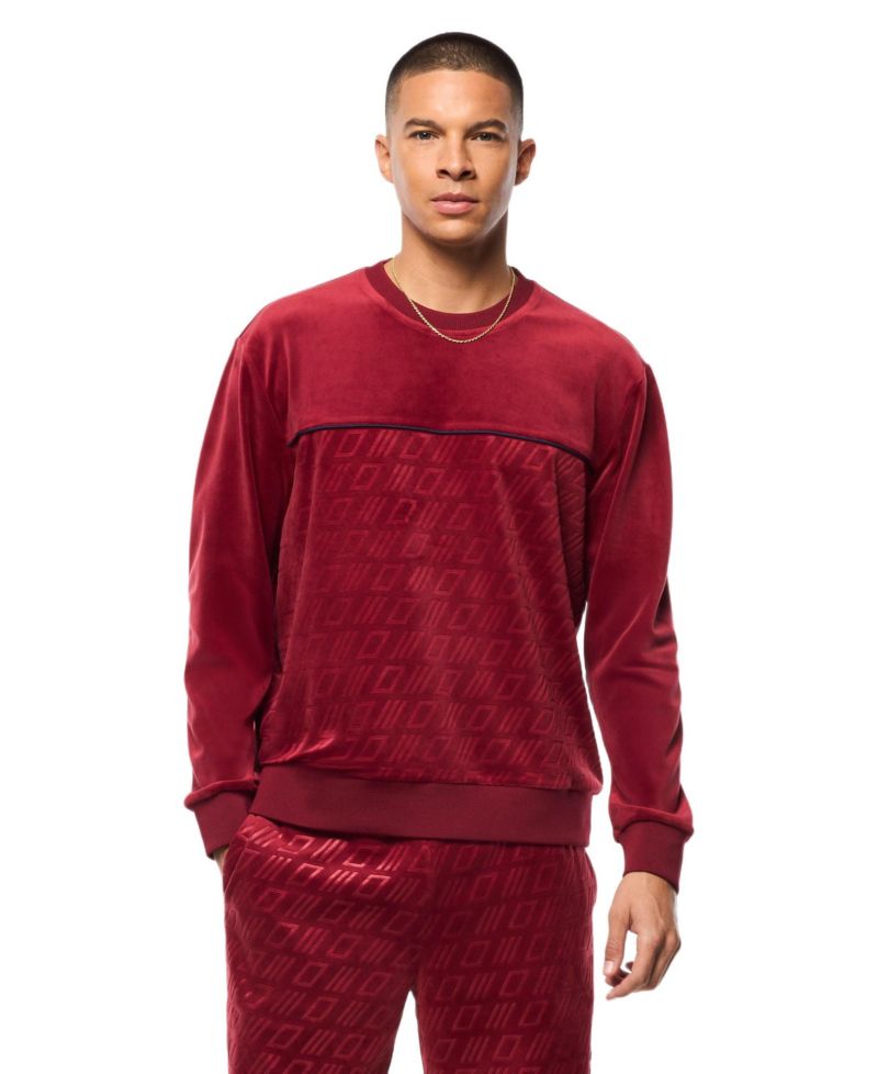 Men's Bandiera Debossed Velour Crewneck