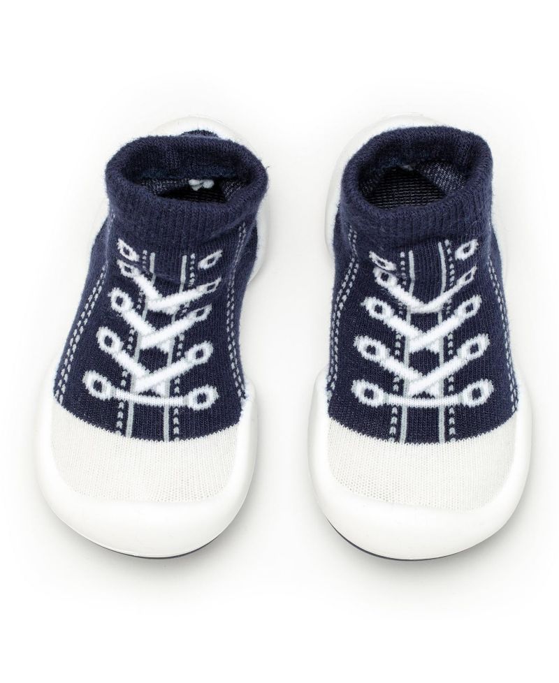 Infant Girl Boy First Walk Sock Shoes Sneakers - Navy