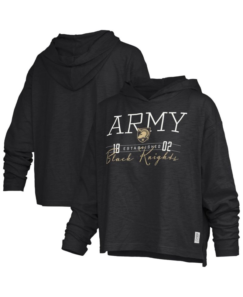 Women's Black Army Black Knights Castillo Slub Waist Length Long Sleeve Hooded T-Shirt
