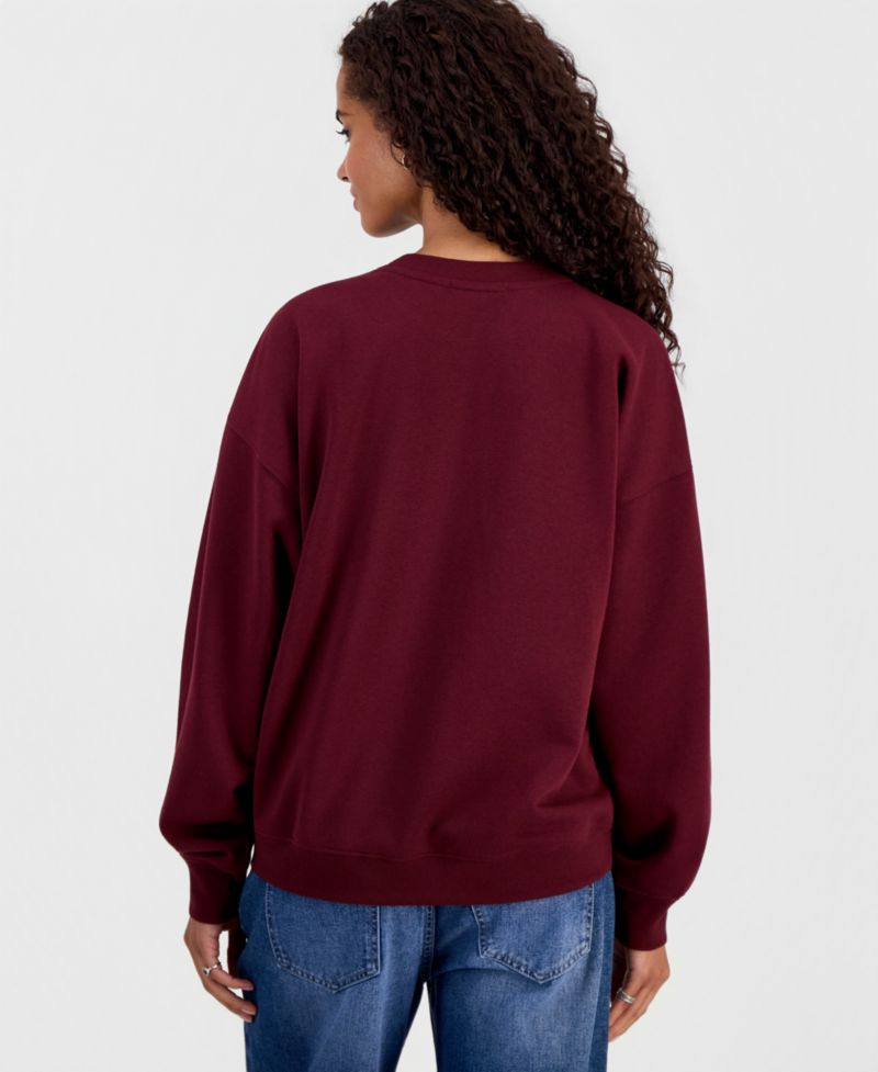 Juniors' Thankful Embroidered Sweatshirt