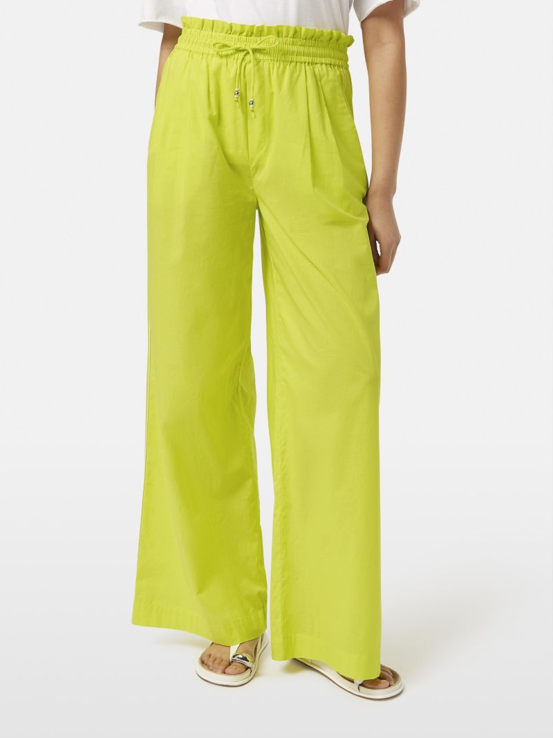 Women's Cotton Voile High-Rise Wide-Leg Pull On Pants