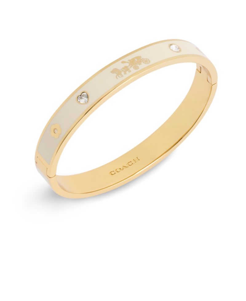 Faux Stone Signature Horse Carriage Bangle Bracelet