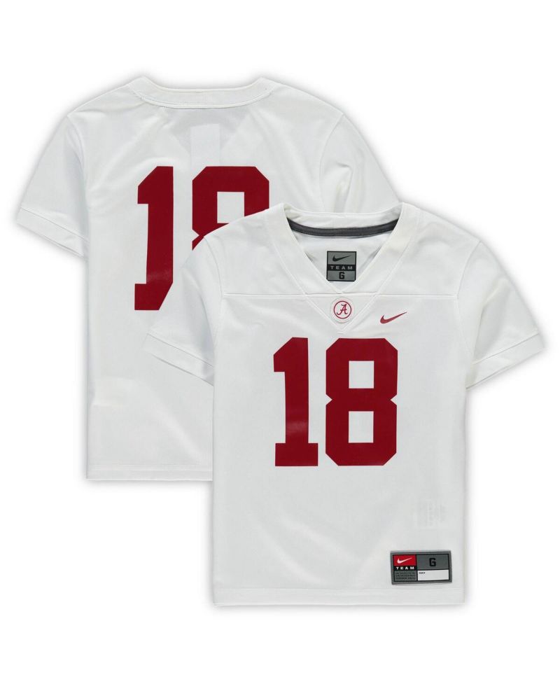 Preschool Boys and Girls #18 White Alabama Crimson Tide Untouchable Football Team Jersey