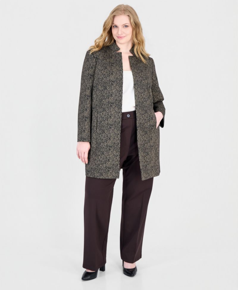 Plus Size Stand Collar Mid-Length Topper